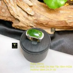 Nhẫn yên ngựa Ngọc bích Canada, bạc 925 - Ảnh 2