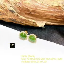 Khuyên tai Giọt nước ngọc bích, vàng 18k Khuyên tai Giọt nước ngọc bích, vàng 18k