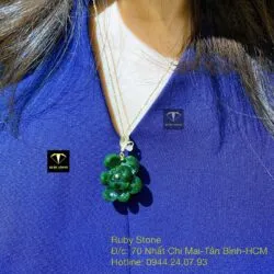 Mặt dây chuyền Hoa sen ngọc bích, vàng 18k - Hình ảnh 8