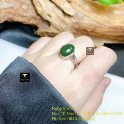 Nhẫn Oval ngọc bích Canada, bạc 925 - Hình ảnh 3