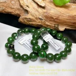 Vòng chuỗi Ngọc bích Canada xanh lý đậm 13,5 ly
