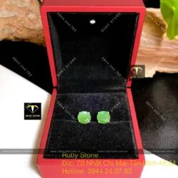 Khuyên tai ngọc bích Canada mài giác 6 ly, vàng 18k - Ảnh 5