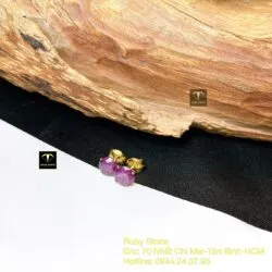 Khuyên tai Ruby Nam Phi mài giác 7 ly, vàng 18k - Ảnh 7