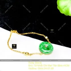 Lắc tay đồng điếu Cẩm thạch xanh lý táo, vàng 18k - Ảnh 5