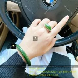 Nhẫn yên ngựa Ngọc bích Canada, bạc 925