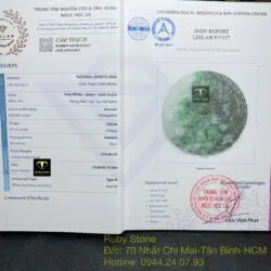 Ngọc bội rồng ngọc Cẩm Thạch sơn thuỷ xanh lý táo, kích thước 52mm - Hình ảnh 7