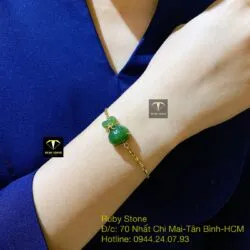Lắc tay túi tiền Ngọc bích, vàng 18k - Hình ảnh 4