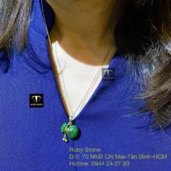 Mặt dây chuyền túi tiền Ngọc bích, vàng 18k - Hình ảnh 2