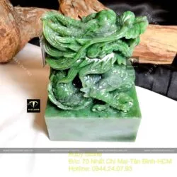 Ấn Rồng ngọc bích Canada chạm tay tinh xảo, KT 12x9x9cm - Hình ảnh 4