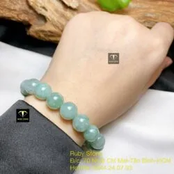 Vòng chuỗi ngọc Cẩm thạch lam dầu 10,7 ly - Ảnh 6
