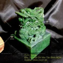Ấn Rồng ngọc bích Canada chạm tay tinh xảo, KT 12x9x9cm - Hình ảnh 6