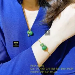 Lắc tay túi tiền Ngọc bích, vàng 18k - Hình ảnh 6