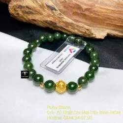 Vòng chuỗi Ngọc bích xanh đậm, mix charm vàng 24k - Ảnh 3