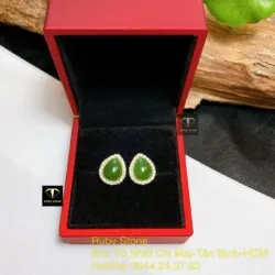 Khuyên tai Giọt nước ngọc bích, vàng 18k