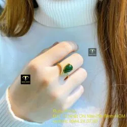 Nhẫn giọt nước ngọc bích Canada, vàng 18k - Ảnh 5
