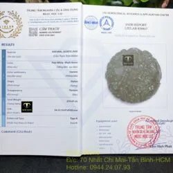 Phật Quan Âm ngọc cẩm thạch sơn thuỷ xanh đen, KT 50mm