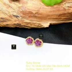 Khuyên tai hoa mai Ruby Nam Phi, vàng 18k - Hình ảnh 7