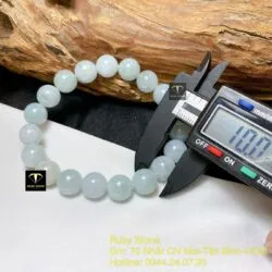 Vòng chuỗi ngọc Cẩm thạch phớt xanh hoa bay 10 ly - Hình ảnh 4