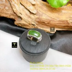 Nhẫn yên ngựa Ngọc bích Canada, bạc 925 - Ảnh 2