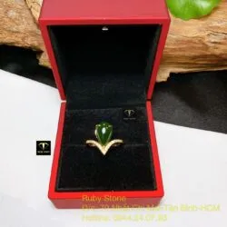 Nhẫn giọt nước ngọc bích Canada, vàng 18k - Ảnh 3