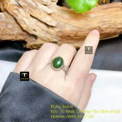 Nhẫn Oval ngọc bích Canada, bạc 925 - Hình ảnh 2