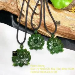 Mặt dây chuyền Liên hoa (hoa sen) Ngọc bích - Hình ảnh 2