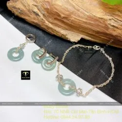 Bộ sản phẩm điếu Lam ngọc thiết kế, bạc 925 - Hình ảnh 2