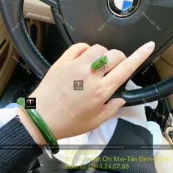 Nhẫn ve sầu (Ngọc thiền) ngọc bích, bạc 925