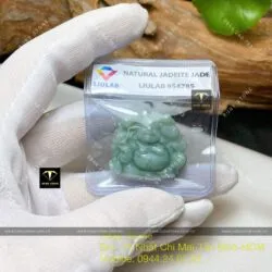 Phật Di Lặc ngọc Cẩm thạch xanh lơ - Ảnh 2