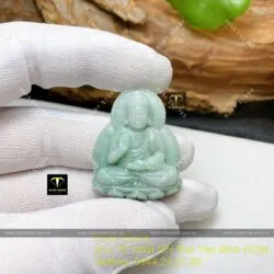 Phật Adida ngọc cẩm thạch phớt xanh, kích thước 33mm - Ảnh 2
