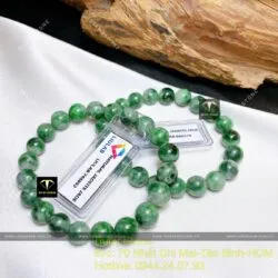 Vòng chuỗi ngọc Cẩm thạch sơn thuỷ xanh lý 8,2 ly