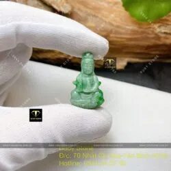 Phật Quan Âm ngọc Cẩm thạch xanh lý táo, kích thuớc 27mm - Hình ảnh 4