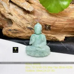 Phật Adida ngọc Cẩm thạch lam nhạt, kích thước 45mm - Ảnh 4