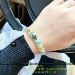 Vòng tết tay đồng điếu ngọc Cẩm thạch tứ quý - Ảnh 2
