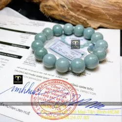 Vòng chuỗi ngọc Cẩm thạch lam ngọc 14 ly - Hình ảnh 3