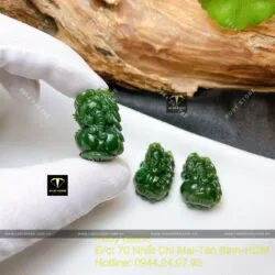 Tỳ hưu ngọc bích Canada xanh đậm, kích thước 27mm