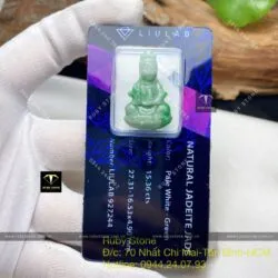 Phật Quan Thế Âm Bồ Tát ngọc Cẩm thạch xanh lý táo - Hình ảnh 2
