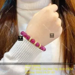 Chuỗi Ruby Nam Phi 9 ly mix charm vàng 18k
