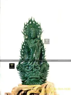 Tượng Phật Quan Thế Âm Bồ Tát ngọc bích Canada, KT 43x21x12cm