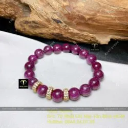 Chuỗi Ruby Nam Phi 9 ly mix charm vàng 18k - Ảnh 2