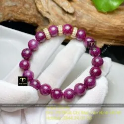 Chuỗi Ruby Nam Phi 9 ly mix charm vàng 18k - Ảnh 5