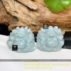 Phật Di lặc ngọc cẩm thạch phớt xanh, kích thước 39mm - Ảnh 2