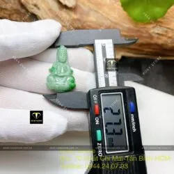 Phật Quan Âm ngọc Cẩm thạch xanh lý táo, kích thuớc 27mm - Hình ảnh 2