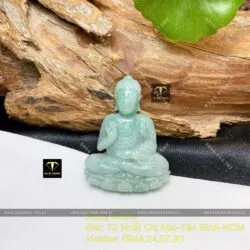 Phật Adida ngọc Cẩm thạch lam nhạt, kích thước 45mm