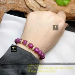 Chuỗi Ruby Nam Phi 9 ly mix charm vàng 18k - Ảnh 3
