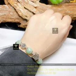 Vòng ngọc Cẩm thạch mix charm bạc 925