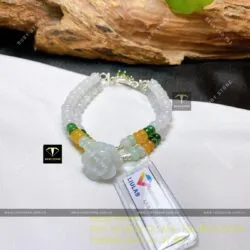 Vòng ngọc Cẩm thạch mix charm bạc thiết kế - Ảnh 3