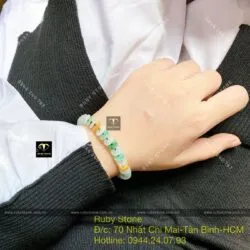 Vòng tết tay đồng điếu ngọc Cẩm thạch tứ quý