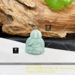 Phật Adida ngọc cẩm thạch phớt xanh, kích thước 33mm - Ảnh 4