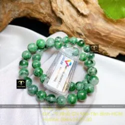 Vòng chuỗi ngọc Cẩm thạch sơn thuỷ xanh lý 8,2 ly - Hình ảnh 6
